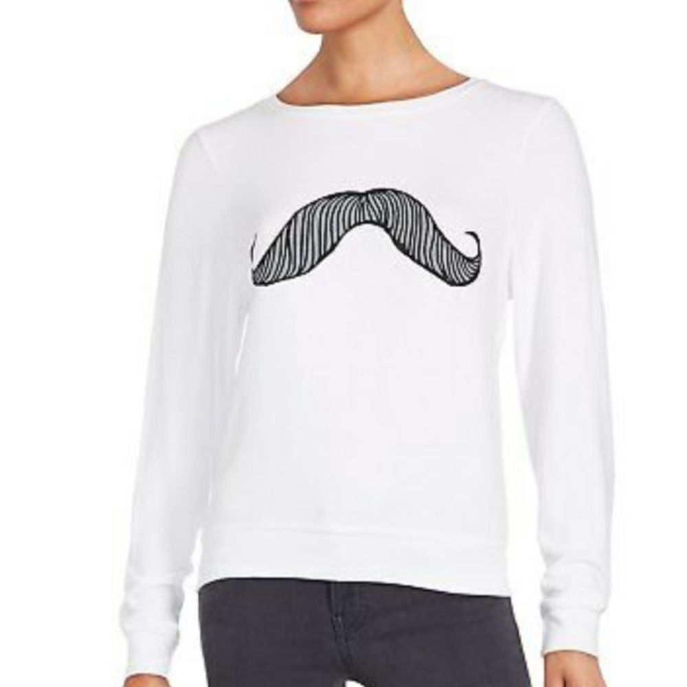 Wildfox Women’s White Mustache Pullover Sweater